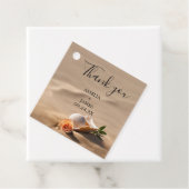 Elegant Zee Waves Zand Beach Bruiloft Bedankjes Labels (In situ)