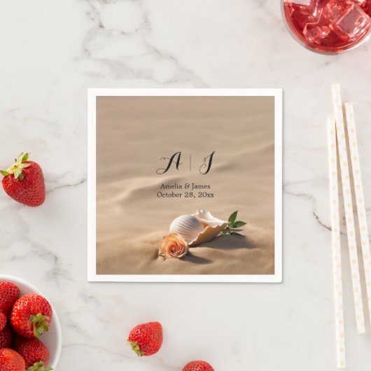 Elegant Zee Waves Zand Beach Bruiloft Servet (Insitu)