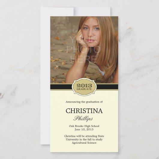 Elegant zegel Afstuderen aankondiging fotokaart (Voorkant)