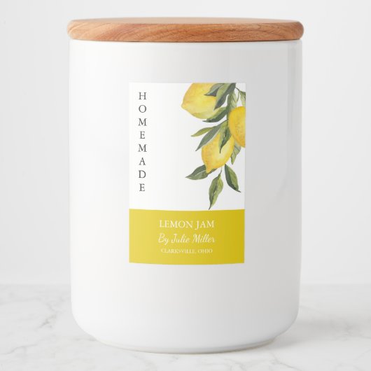 Elegant Zelfgemaakt Lemon Jam Label Voedselcontainer Etiket (Voorkant)