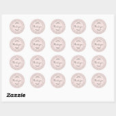 Elegant zelfgemaakt met liefde pastel roze dank u ronde sticker (Vel)