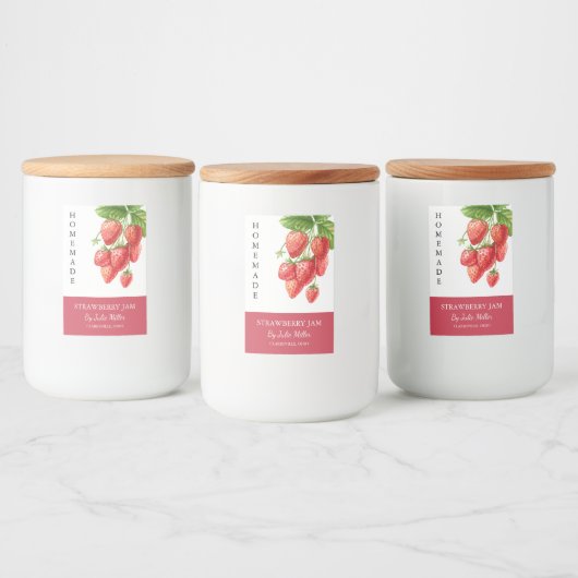 Elegant Zelfgemaakt Strawberry Jam Label Voedselcontainer Etiket (Flessen)