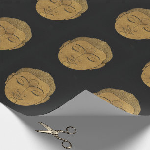 Elegant Zen Buddha Pattern Black en Bronze Cadeaupapier