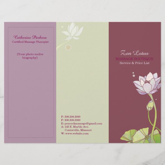 Elégant Zen Lotus Tri Plier Brochures d'affaires (Devant)