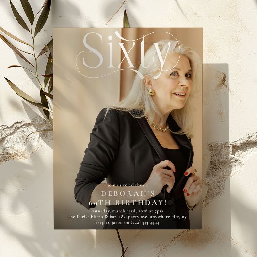 Elegant ZESTIG Foto 60ste Verjaardagsfeest Kaart