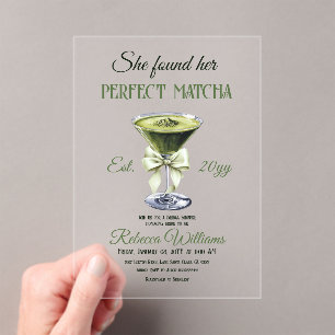 Elegant zij vond haar perfecte Matcha Bruidsjonker Acryl Uitnodigingen