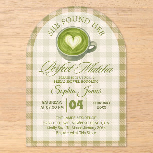 Elegant Zij Vond Haar Perfecte Matcha Bruidsuitnod Acryl Uitnodigingen