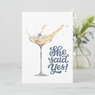 Elegant Zij Zei Ja Champagne Verloving Feest Kaart