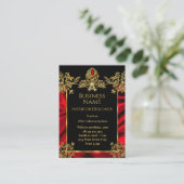 Elegant Zijde Ruby Rood gem Goud Zwart Visitekaartje (Staand voorkant)
