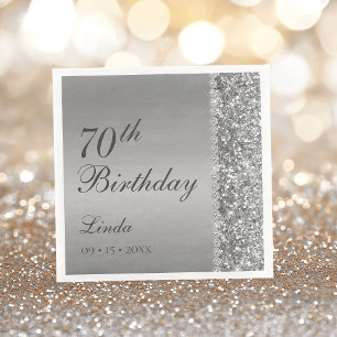 Elegant Zilver 70e Verjaardag Servet