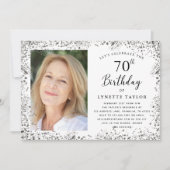 Elegant Zilver 70ste Verjaardag Kaart (Voorkant)