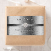 Elegant zilver, aangepaste trouwwijn etiket (Insitu)