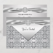 Elegant Zilver All Occasion Party Kaart (Voorkant / Achterkant)