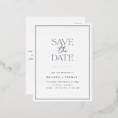 Elegant zilver Bewaar de datum Folie Uitnodiging Briefkaart (Voorkant / Achterkant)