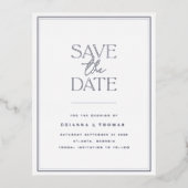 Elegant zilver Bewaar de datum Folie Uitnodiging Briefkaart (Voorkant)