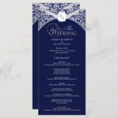 Elegant Zilver Blauw Monogram Trouwprogramma Programma (Voorkant / Achterkant)