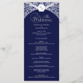 Elegant Zilver Blauw Monogram Trouwprogramma Programma (Voorkant)