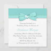 Elegant Zilver Blauwgroen Blauw Verjaardagsfeest Kaart (Achterkant)