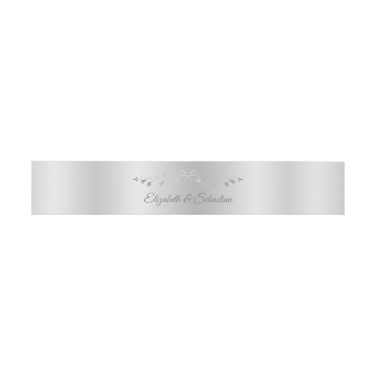 Elegant Zilver Bloei Bruiloft Uitnodiging Band Uitnodigingen Wikkel (Vlak)