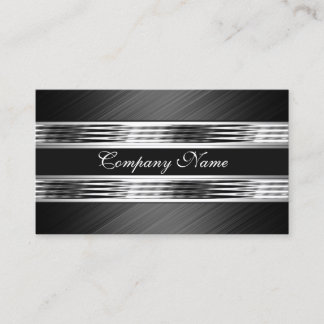 Elegant Zilver Chroom Metaal Zwart 2 Visitekaartje