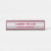 Elegant zilver en Bourgogne Bureau Naambordje (Voorkant)