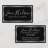 Elegant Zilver en Zwart Eenvoudig Minimalistisch Visitekaartje (Voorkant / Achterkant)