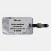 Elegant zilver en zwart monogram bagagelabel (Achterkant horizontaal)