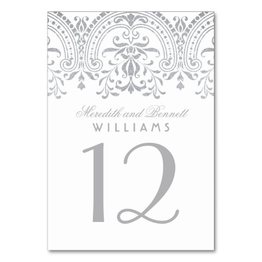 Elegant Zilver Glamour Bruiloft Monogram Kaart (Voorkant)