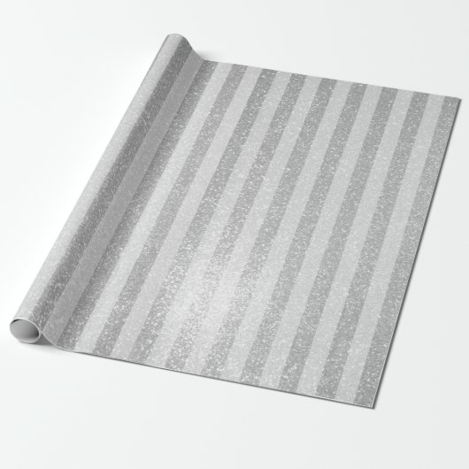 Elegant zilver glitter chique strepen inpakpapier (Uitgerold)