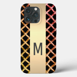 Elegant Zilver Goud Staal Metallic monogrammed iPhone 13 Pro Hoesje