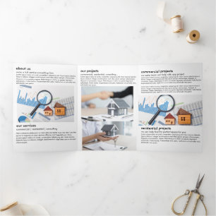 Elegant Zilver & Gouden Home Repair Vastgoed Drieluik Kaart