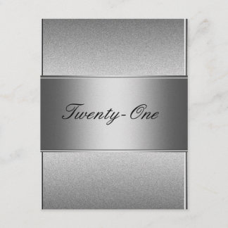 Elegant Zilver Grijs Metaal Zwart 21e Verjaardag Kaart