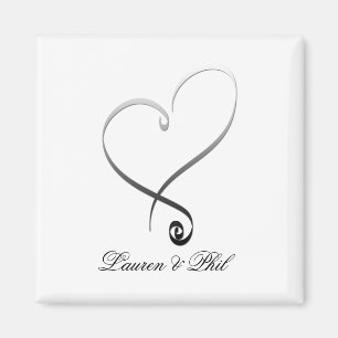 Elegant zilver hart DIY Sjabloon Magneet