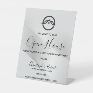 Elegant Zilver Onroerend Goed Reclamebord Met Voetstuk