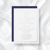 Elegant Zilver Schrift Navy Blauwe Eerste Communie Folie Uitnodiging