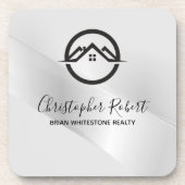 Elegant Zilver Vastgoed Bier Onderzetter (Voorkant)