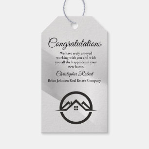 Elegant Zilver Vastgoed Cadeaulabel