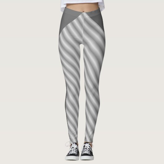 Elegant zilver wit gestreept leggings (Voorkant)
