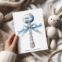 Elegant Zilverblauw Rattle Bow Baby shower
