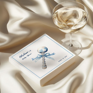 Elegant Zilverblauw Rattle Bow Baby shower Servet