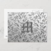 Elegant zilverbrocade briefkaart (Voorkant / Achterkant)