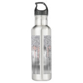 Elegant zilverdruppelglittermonogram waterfles  (Achterkant)
