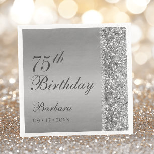 Elegant Zilveren 75e Verjaardag Servet