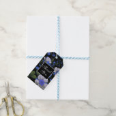 Elegant zilveren blauw wit elegante retro bloemen cadeaulabel (Met Touw)