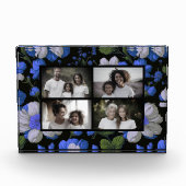Elegant zilveren blauw wit elegante retro bloemen fotoblokken (Voorkant)