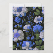 Elegant zilveren blauw wit elegante retro bloemen kaart (Achterkant)