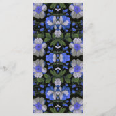 Elegant zilveren blauw wit elegante retro bloemen menu (Achterkant)