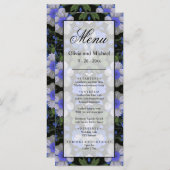 Elegant zilveren blauw wit elegante retro bloemen menu (Voorkant / Achterkant)