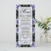 Elegant zilveren blauw wit elegante retro bloemen menu (Staand voorkant)