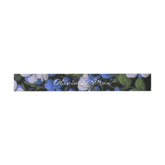 Elegant zilveren blauw wit elegante retro bloemen uitnodigingen wikkel (Vlak)